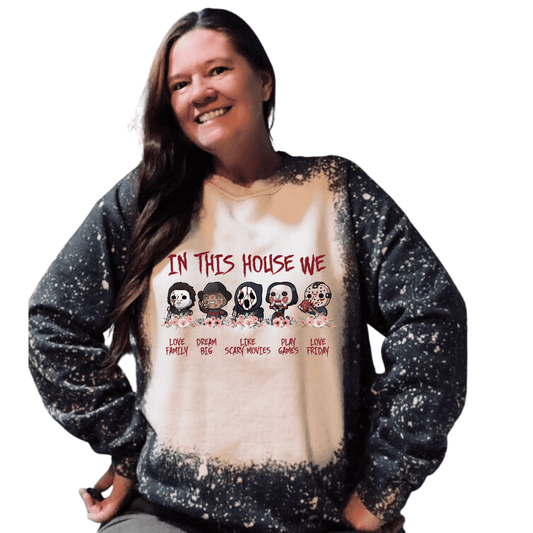 In This House Horror Bleached Sweatshirt