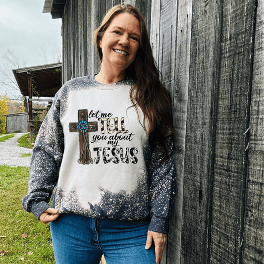 Let Me Tell You About My Jesus Cow Print Adult Sweatshirt