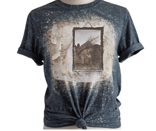 Led Zeppelin 1971 Album Cover Custom Bleached T-Shirt