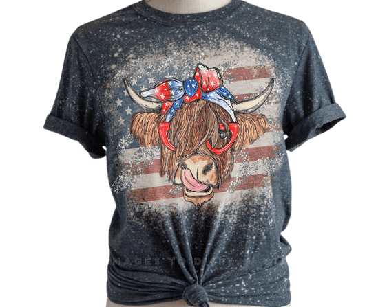 highland cow American bleached shirt