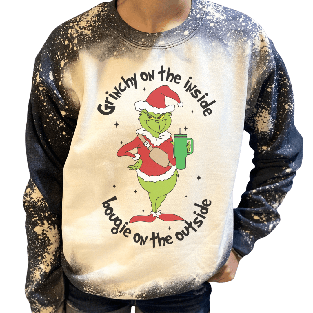 Bougie Grinch Custom Bleached Christmas Sweatshirt