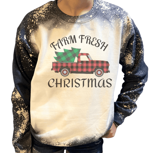 Farm Fresh Christmas Buffalo Plaid Truck Sweatshirt