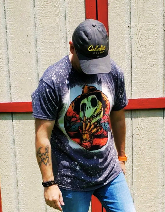 Freddy Krueger Jack Skellington Bleached T-Shirt - Rkcountry Boutique