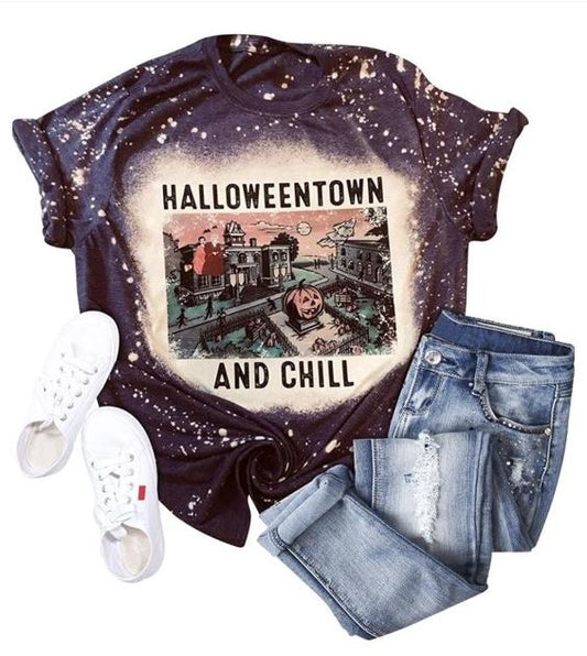 Halloween Town and Chill Classic Bleached T-Shirt