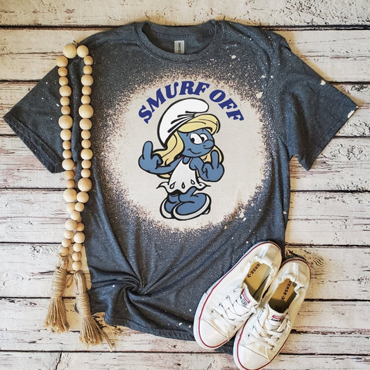 Smurfette 80's Vintage Smurf Cartoon Bleached T-Shirt - Rkcountry Boutique