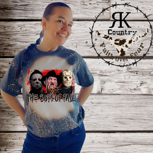 The Boys of Fall Custom Bleached Adult T-Shirt - Rkcountry Boutique