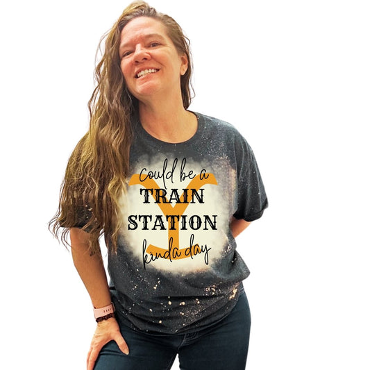 Train Station Kind of Day Bleached Must Have T-Shirt - Rkcountry Boutique