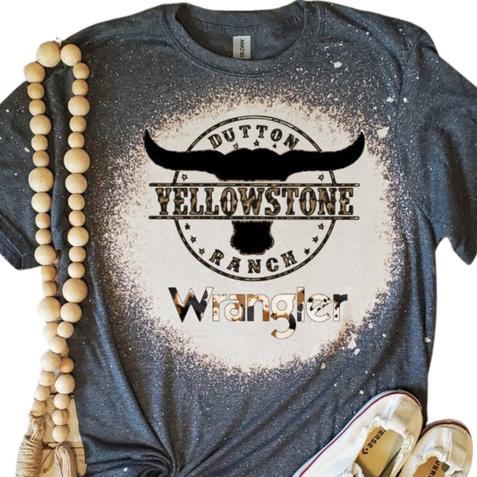 Wrangler Country Western Bleached Adult Custom T-Shirt - Rkcountry Boutique