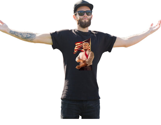 Trump American Flag Sleeve Roll Custom Black T-Shirt - Rkcountry Boutique