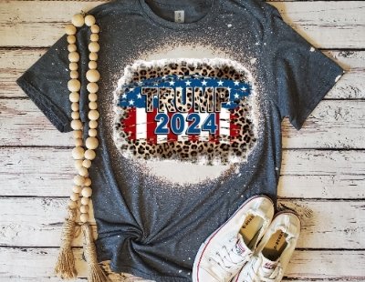 Trump American Leopard Print Bleached Adult T-Shirt - Rkcountry Boutique